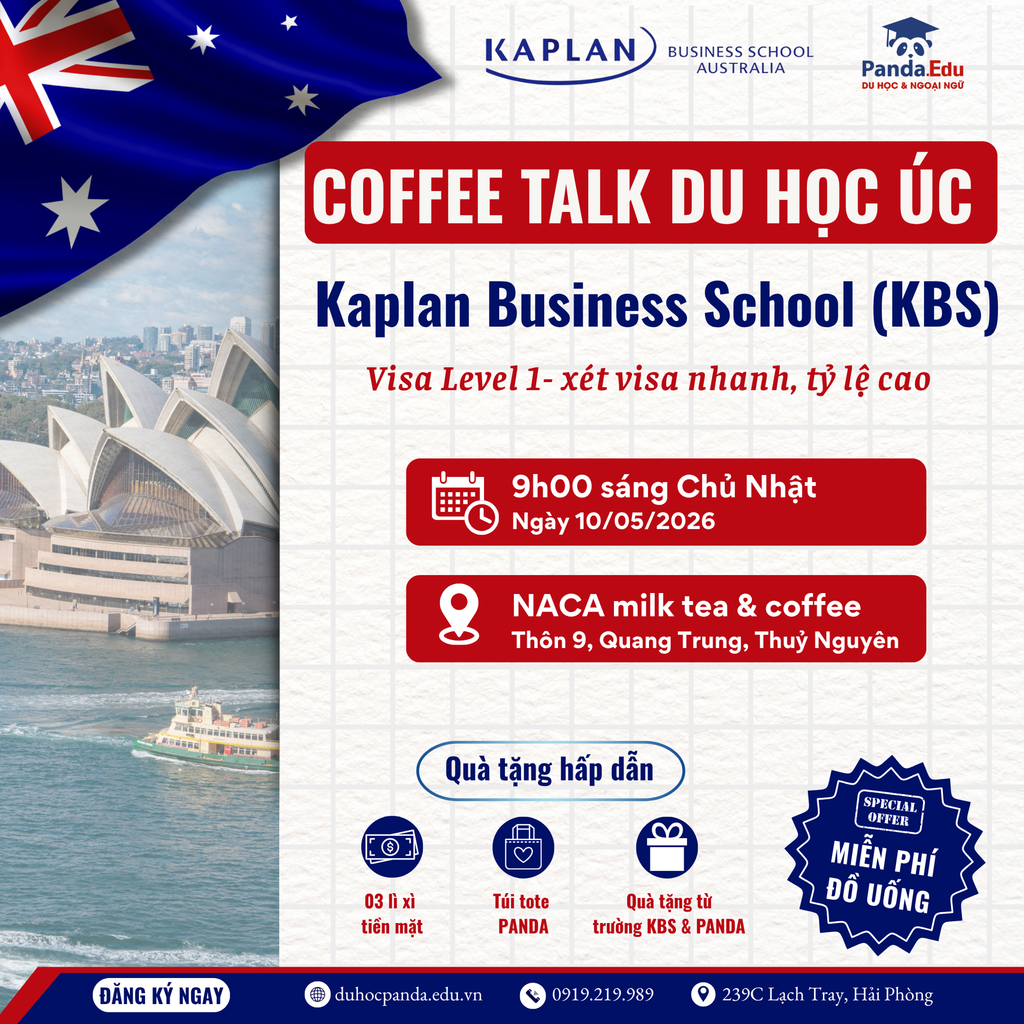 Coffee Talk Du học Úc cùng Kaplan Business School (KBS) và Du học PANDA – Kết nối thông tin thực tế, mở rộng cơ hội du học Úc 2026