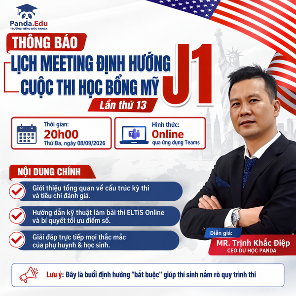 THÔNG BÁO LỊCH MEETING ĐỊNH HƯỚNG CUỘC THI HỌC BỔNG MỸ J1 - LẦN THỨ 13
