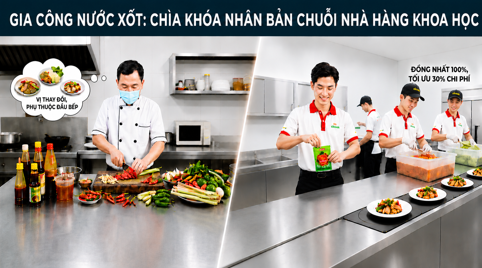 GIA CÔNG NƯỚC XỐT CHUỖI NHÀ HÀNG : BÍ QUYẾT NHÂN BẢN CHUỖI KHÔNG PHỤ THUỘC ĐẦU BẾP