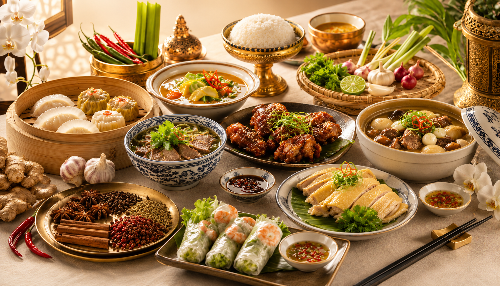 NGŨ VỊ HƯƠNG VÀ VAI TRÒ CỐT LÕI TRONG BỨC TRANH ẨM THỰC Á ĐÔNG