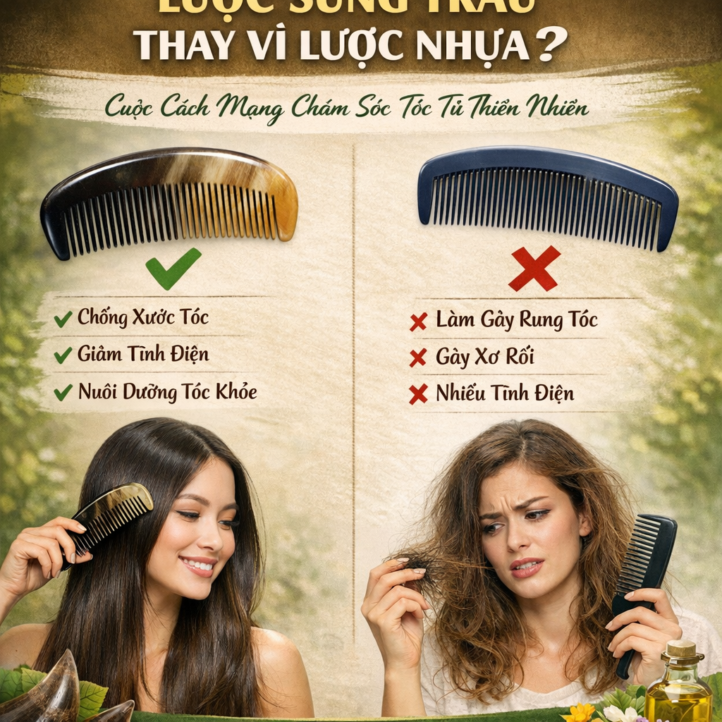 Tại Sao Bạn Nên Dùng Lược Sừng Trâu Thay Vì Lược Nhựa? Cuộc Cách Mạng Chăm Sóc Tóc Từ Thiên Nhiên