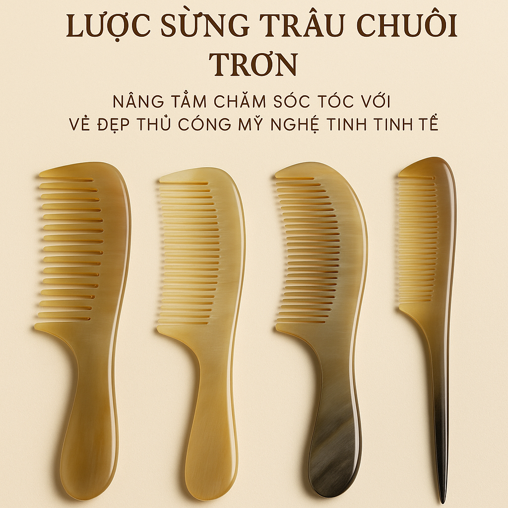 Giới Thiệu Các Kiểu Dáng Lược Sừng Trâu Chuôi Trơn: Nâng Tầm Chăm Sóc Tóc Với Vẻ Đẹp Thủ Công Mỹ Nghệ Tinh Tế