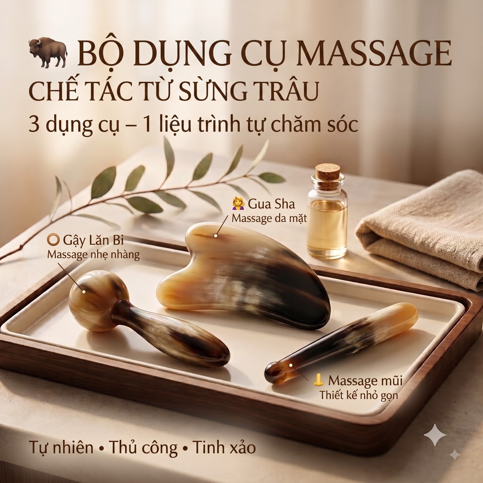 Giới Thiệu Bộ Dụng Cụ Massage Chế Tác Từ Sừng Trâu