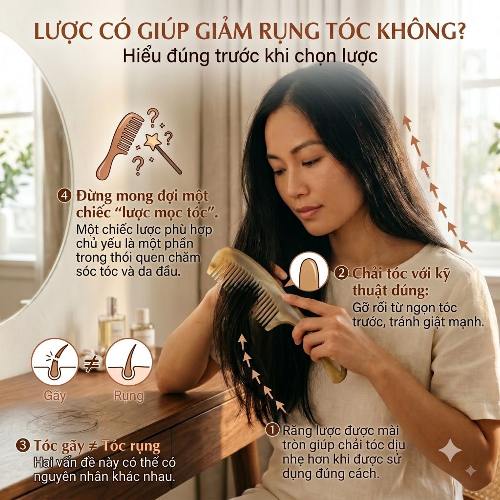 Lược Sừng Có Giúp Giảm Gãy Rụng Tóc? Hiểu Đúng Trước Khi Chọn Lược