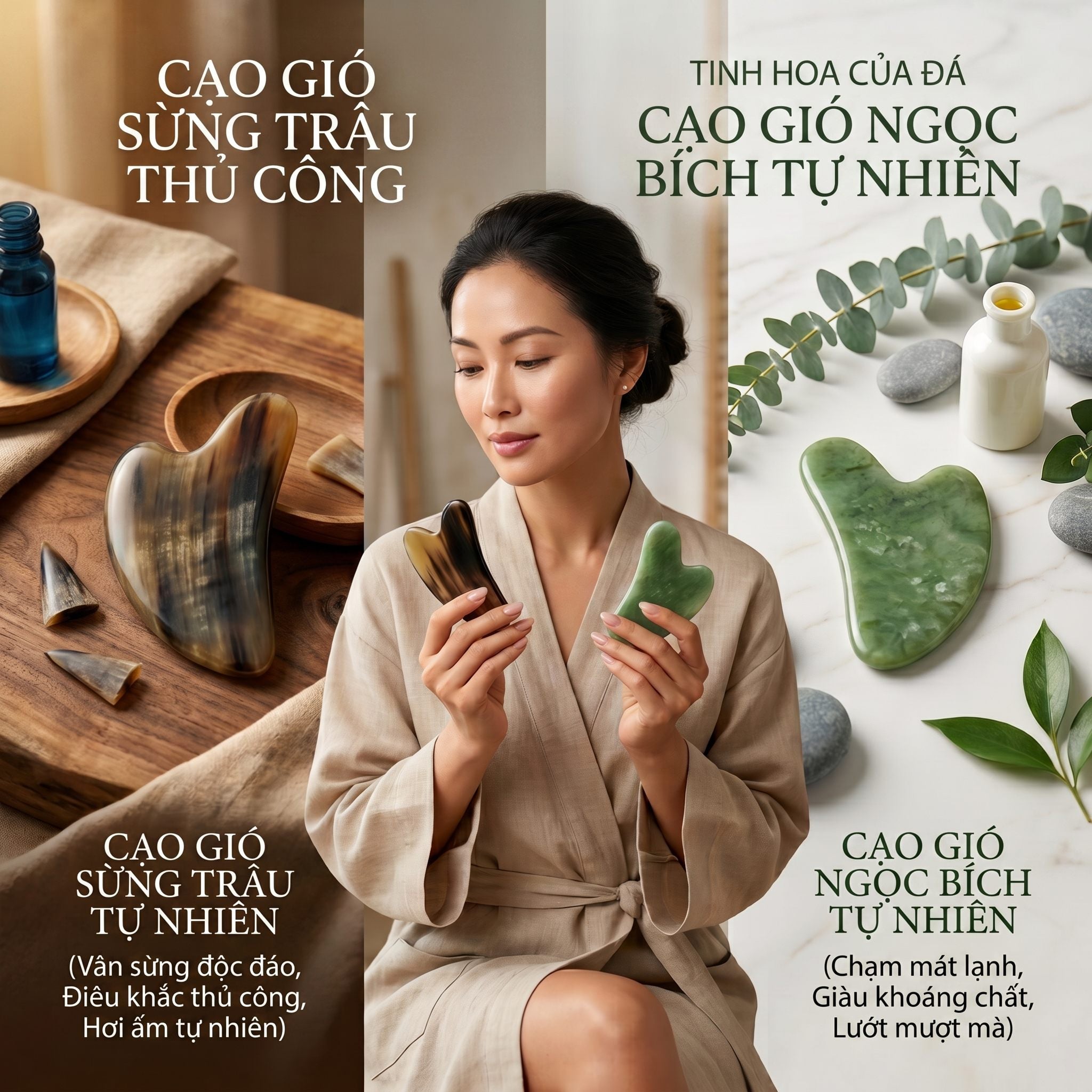 Gua Sha Sừng Trâu Khác Gì Gua Sha Đá? Nên Chọn Loại Nào Để Massage Mặt Hiệu Quả?