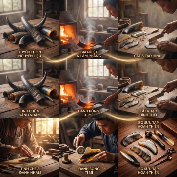 Quy trình chế tác sừng trâu thành sản phẩm thủ công