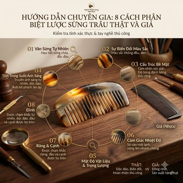 8 cách nhận biết lược sừng thật và giả