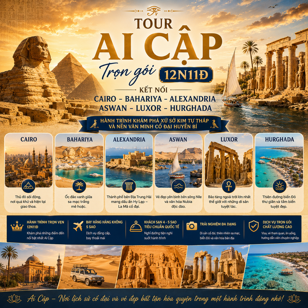 Tour Ai Cập trọn gói 12N11Đ HaloBay Travel