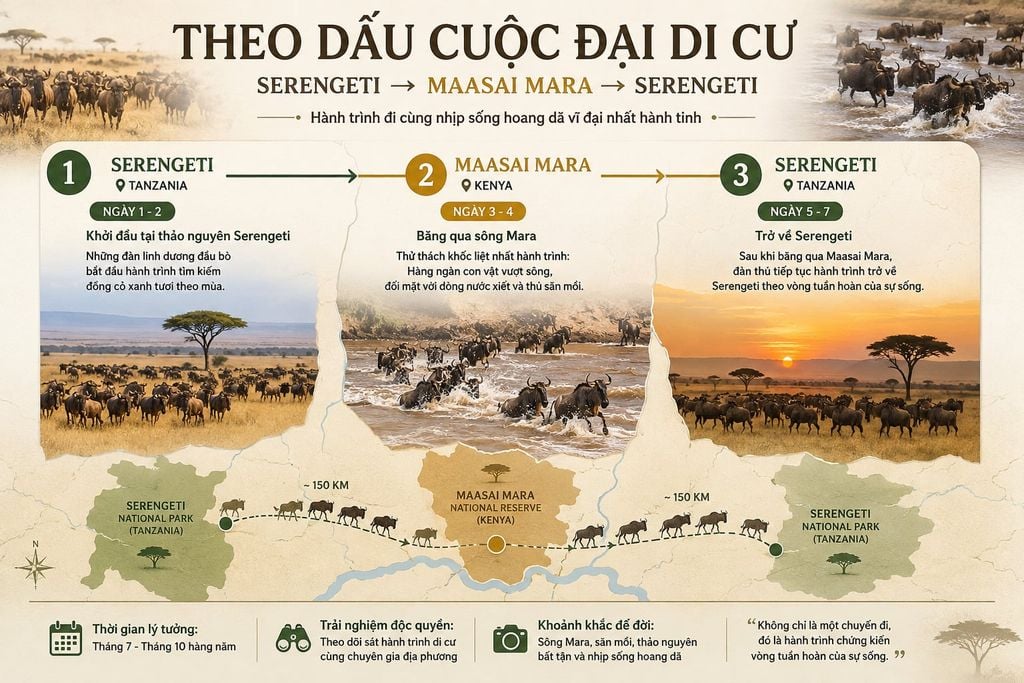 Mùa Đại Di Cư Châu Phi tại Serengeti và Maasai Mara