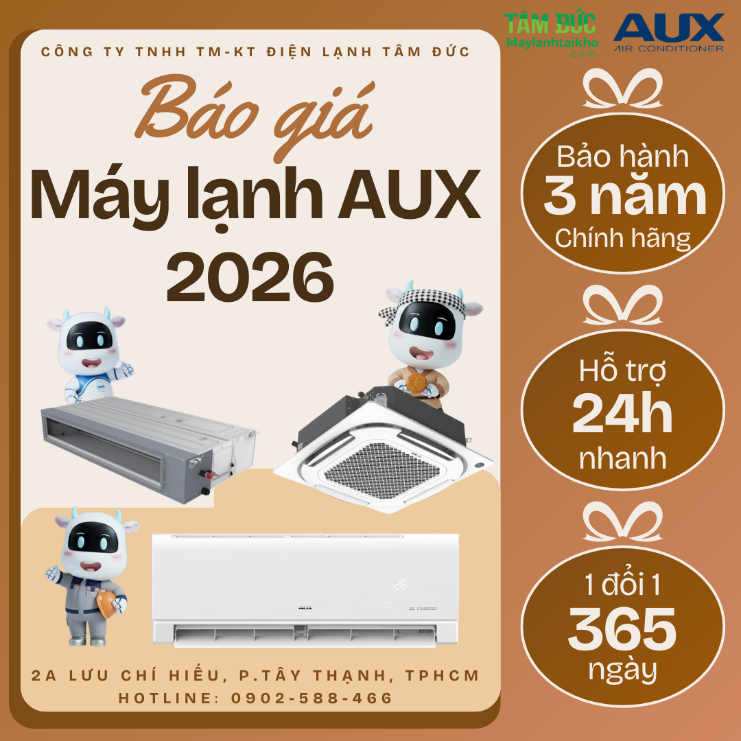 Bảng giá máy lạnh AUX Chính hãng 2026 | Điện lạnh Tâm Đức