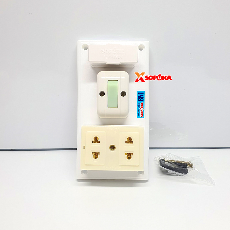 ảng Điện Táp Lô 1 Công Tắc 2 Lỗ Cắm Có Cầu Chì BN1 SOPOKA