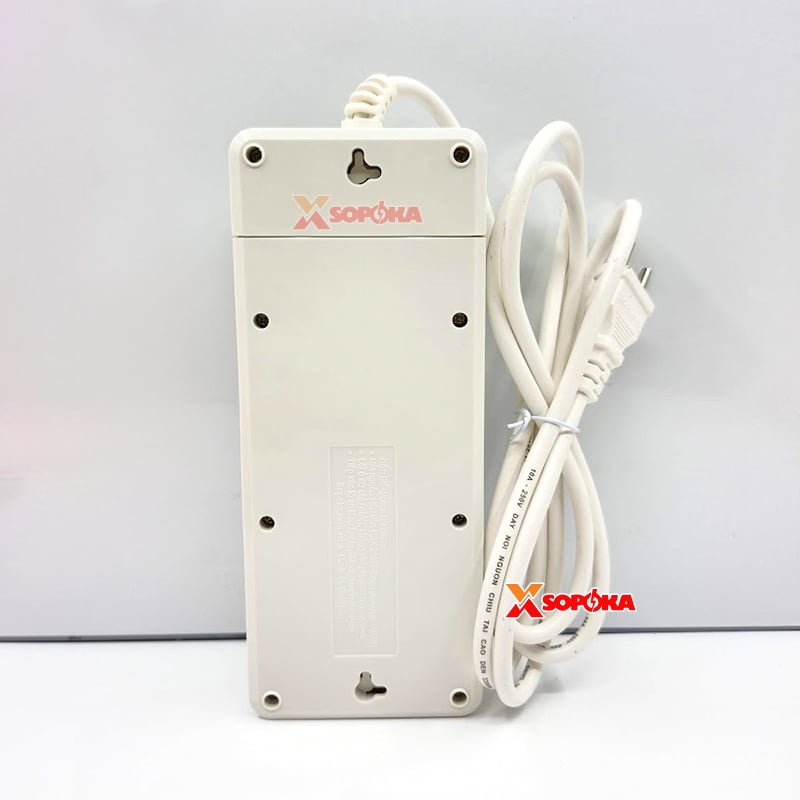 Ổ Cắm Điện 10 Lỗ Có Dây 2200W Lõi Sứ Chịu Nhiệt 10Y SOPOKA