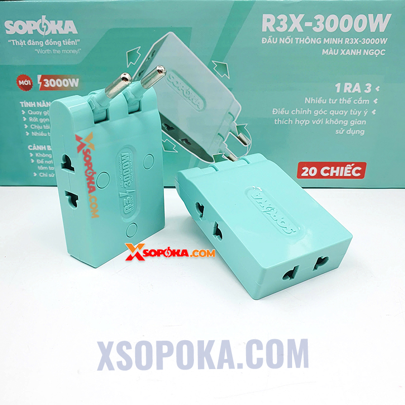 Ổ Chia Điện 3 Ngõ Dẹp Cổ Xoay 3000W R3X-3000W SOPOKA