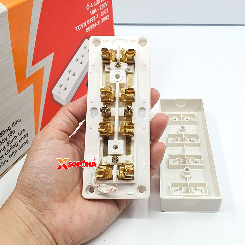 Ổ Cắm Điện 4 Lỗ Gắn Tường/Gắn Táp Lô SOPOKA E25
