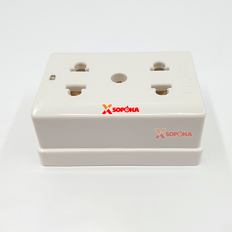Ổ Cắm Điện 2 Lỗ Gắn Tường/Gắn Táp Lô SOPOKA E12
