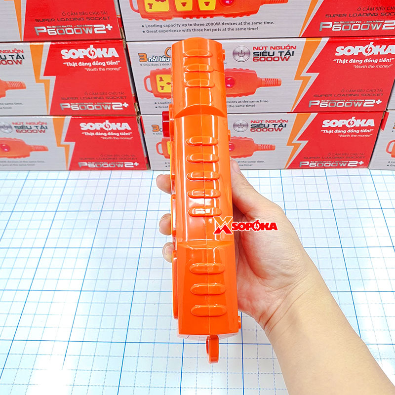 Ổ Cắm Điện 3 Lỗ 6000W Không Dây Có Nút Nguồn P6000W2+ SOPOKA