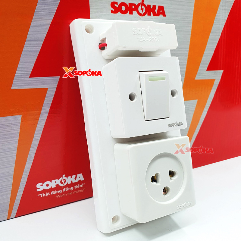 Bảng Điện 1 Công Tắc 1 Lỗ Cắm Có Cầu Chì BS1 SOPOKA