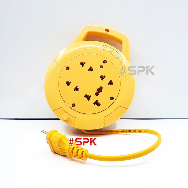 Ổ Cắm Điện Quay Cuộn Dây Tròn Chịu Tải 2200W Q45Y/ Q75Y Màu Vàng SOPOKA