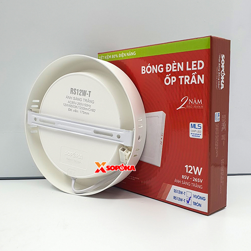 SOPOKA Bóng Đèn LED Ốp Trần RS12W-T Chiếu Sáng 25000 Giờ Tiết Kiệm Điện 80%