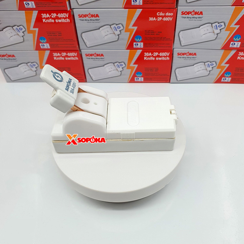 Cầu Dao Đế Sứ 1 Pha 30A-2P Cực Đúc D5H SOPOKA