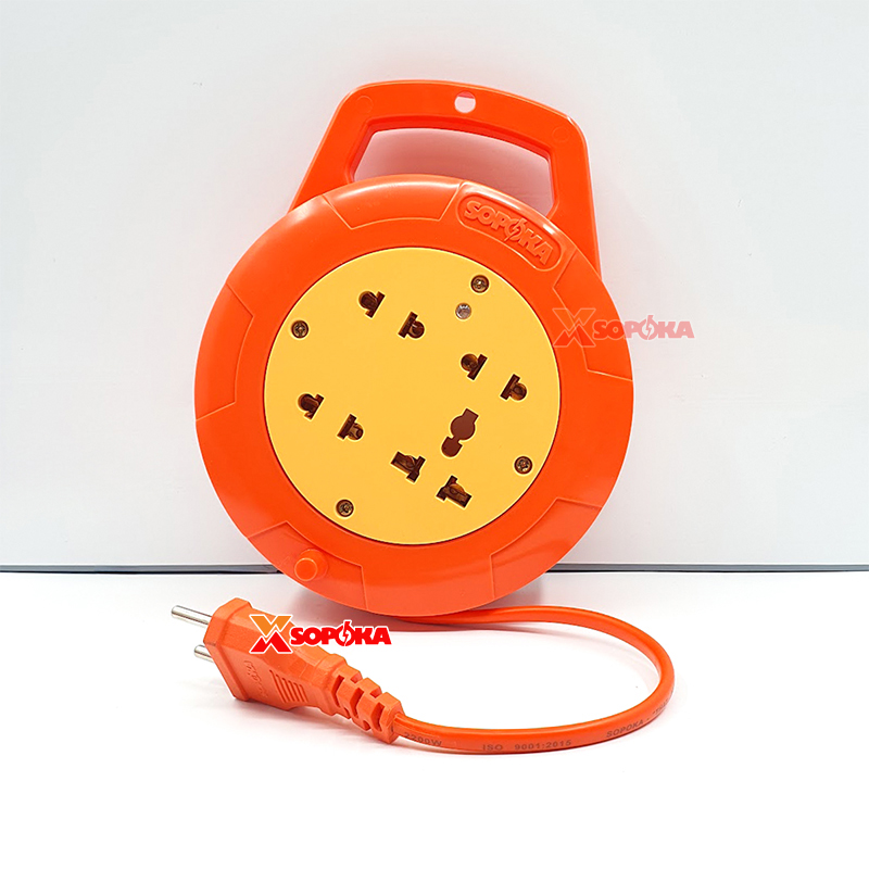 Ổ Cắm Điện Quay Cuộn Dây Tròn Chịu Tải 2200W Q45Y/ Q75Y Màu Đỏ Cam SOPOKA
