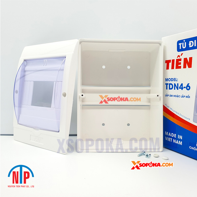 Tủ Điện 4–6 Đường Tiến Phát TDN4-6 màu trắng lắp CB MCB dân dụng