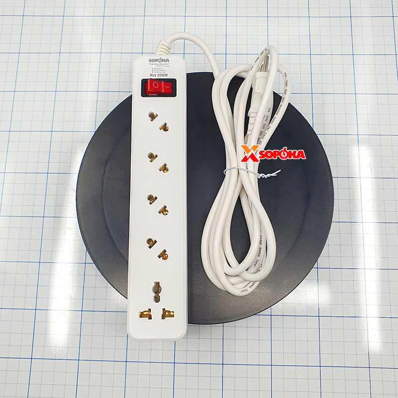 Ổ Cắm Điện 4 Lỗ Chéo Lõi Chịu Nhiệt 2200W 5A2 SOPOKA