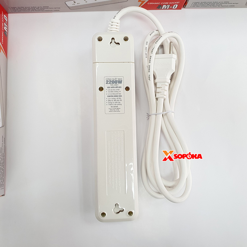 Ổ Cắm Điện 4 Lỗ 2200W Lõi Sứ Có Dây Và Công Tắc 4M2 SOPOKA