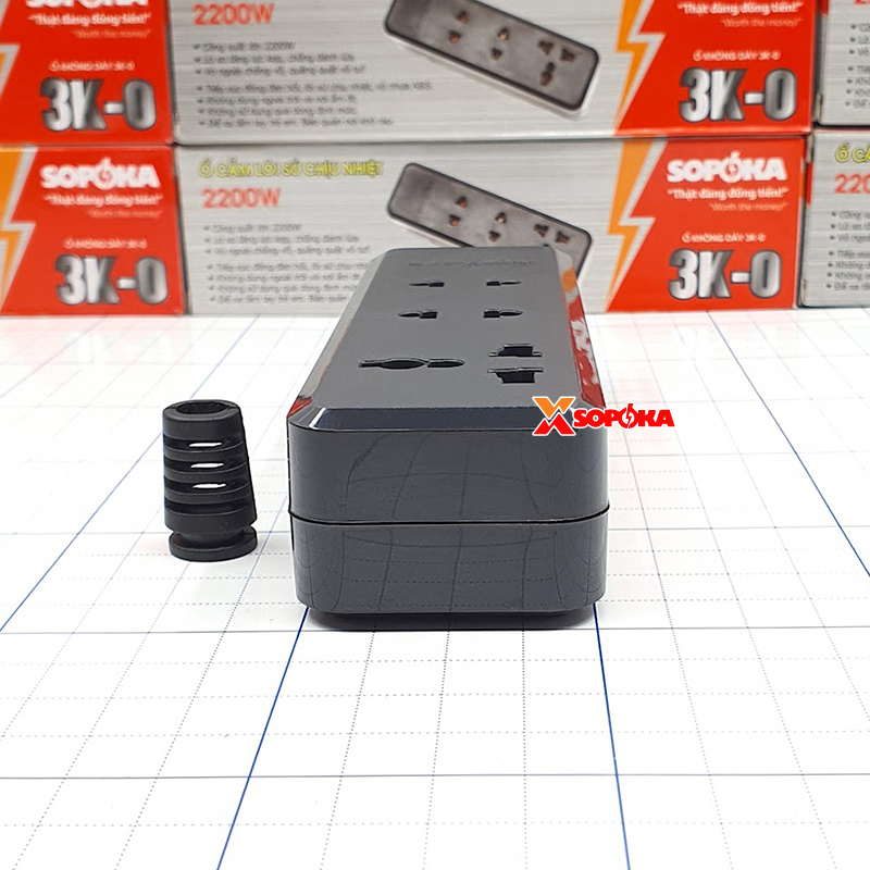 Ổ Cắm Điện 3 Lỗ 2200W Lõi Sứ – Không Dây 3K-0 SOPOKA