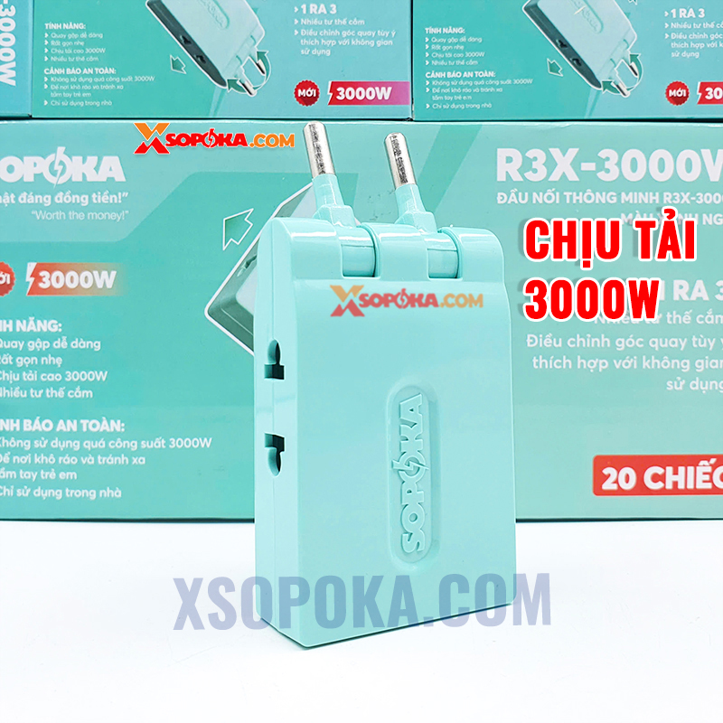 Ổ Chia Điện 3 Ngõ Dẹp Cổ Xoay 3000W R3X-3000W SOPOKA