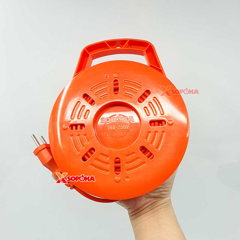 Ổ Cắm Điện Quay Cuộn Dây Tròn Chịu Tải 2200W Q45Y/ Q75Y Màu Đỏ Cam SOPOKA