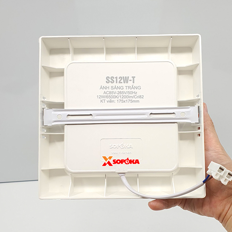 Bóng Đèn LED SS12W Ốp Trần Vuông 12W Sáng Trắng Vành Nhựa SOPOKA