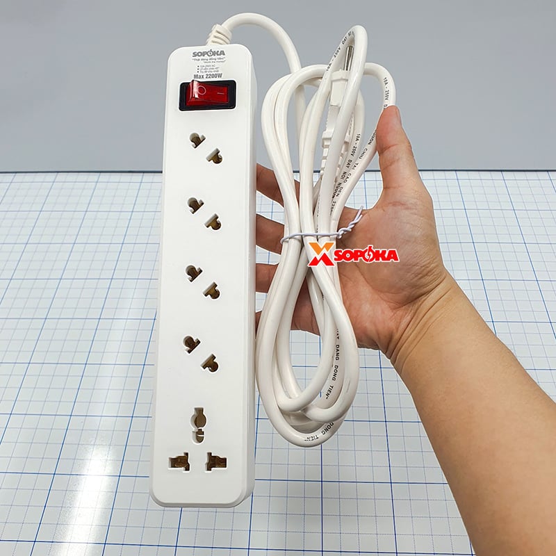 Ổ Cắm Điện 4 Lỗ Chéo Lõi Chịu Nhiệt 2200W 5A2 SOPOKA