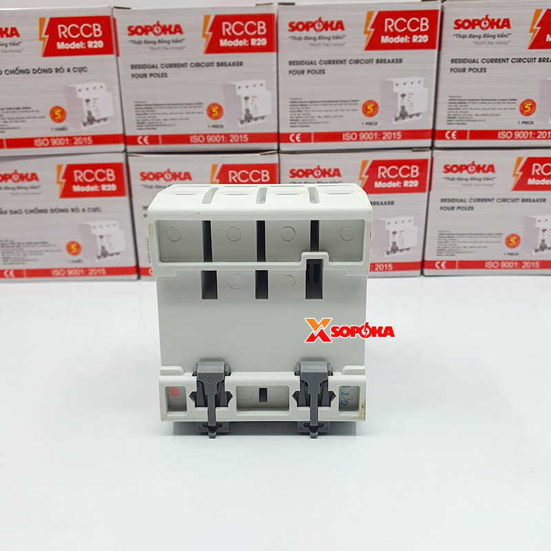 Aptomat Chống Giật 3 Pha 4 Cực RCCB 4P Chống Giật 63A 4P 30mA SOPOKA