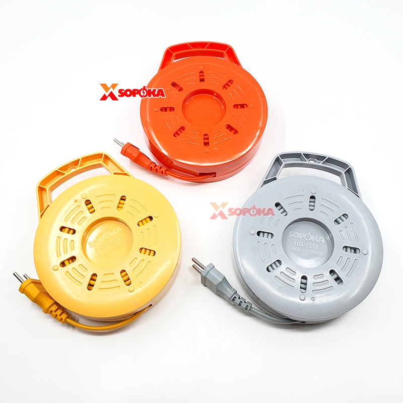 Ổ Cắm Điện Quay Cuộn Dây Tròn Chịu Tải 2200W Q45Y/ Q75Y Màu Vàng SOPOKA
