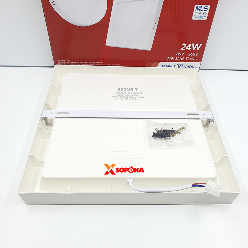 Bóng Đèn LED SS24W Ốp Trần Vuông 24 W Sáng Trắng Vành Nhựa SOPOKA