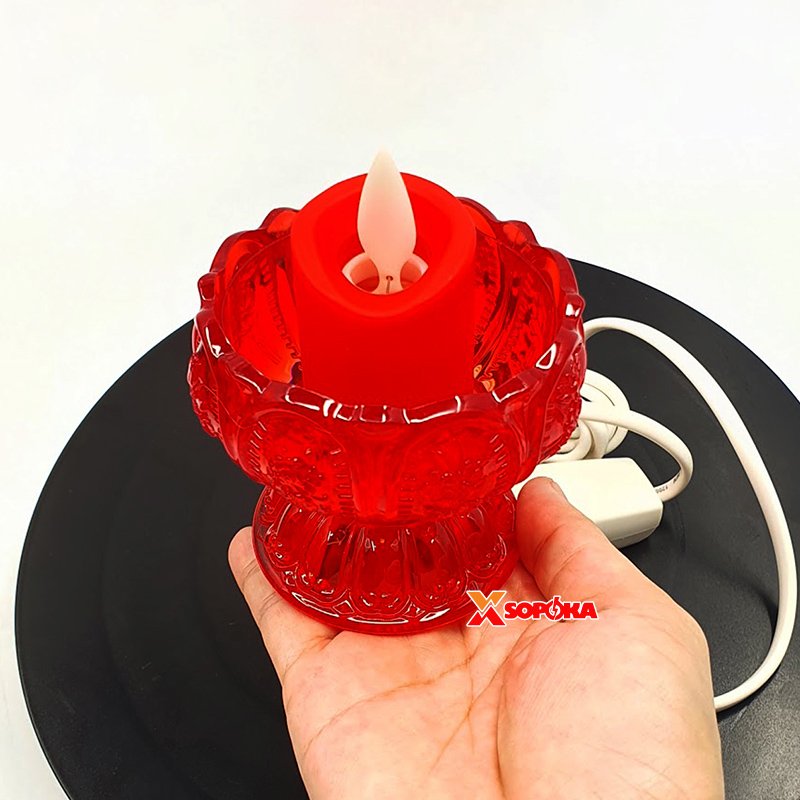 Cốc Nến Điện Hoa Sen SOPOKA HS01 Thân Thấp Có Phích Và Công Tắc