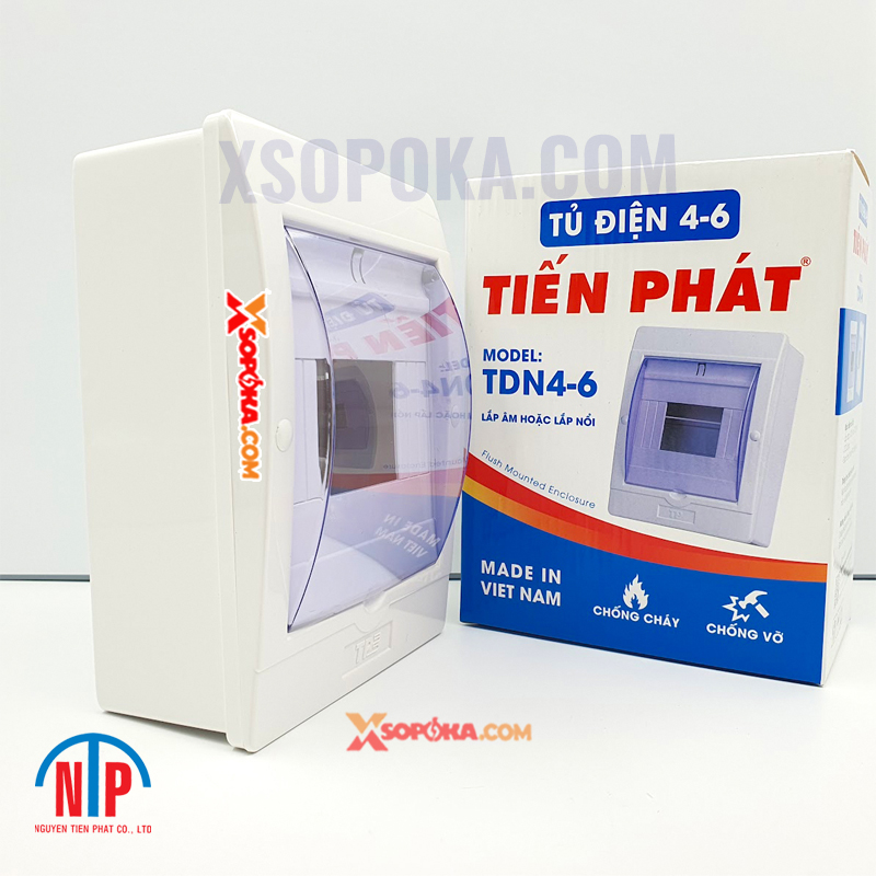 Tủ Điện 4–6 Đường Tiến Phát TDN4-6 màu trắng lắp CB MCB dân dụng