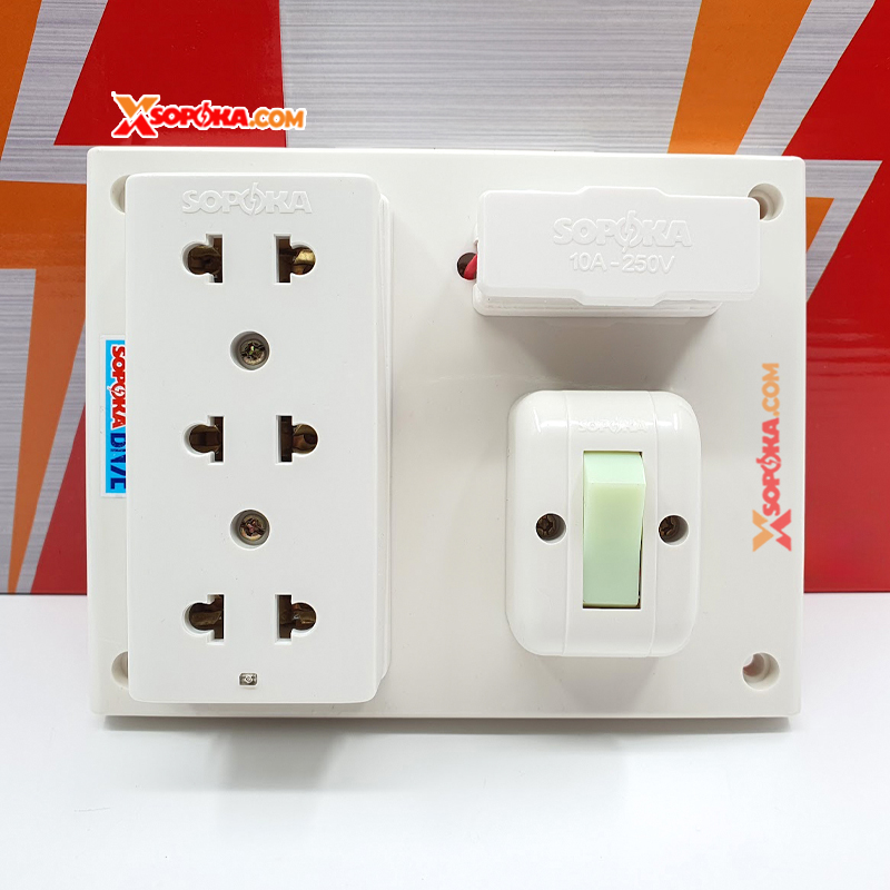 Bảng Điện 1 Công Tắc 3 Lỗ Cắm 2200W 10A BN3E SOPOKA