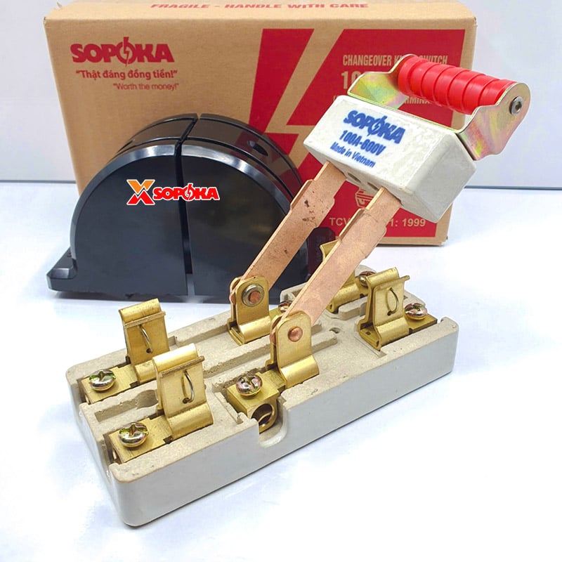 Cầu Dao Đảo Đế Sứ 1 Pha 100A 2P 600V 2N Màu Đen D35 SOPOKA