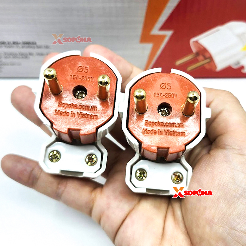 SOPOKA Phích Cắm Siêu Chịu Tải Dương Gập Vuông Góc 3000W 15A P3000W-G1