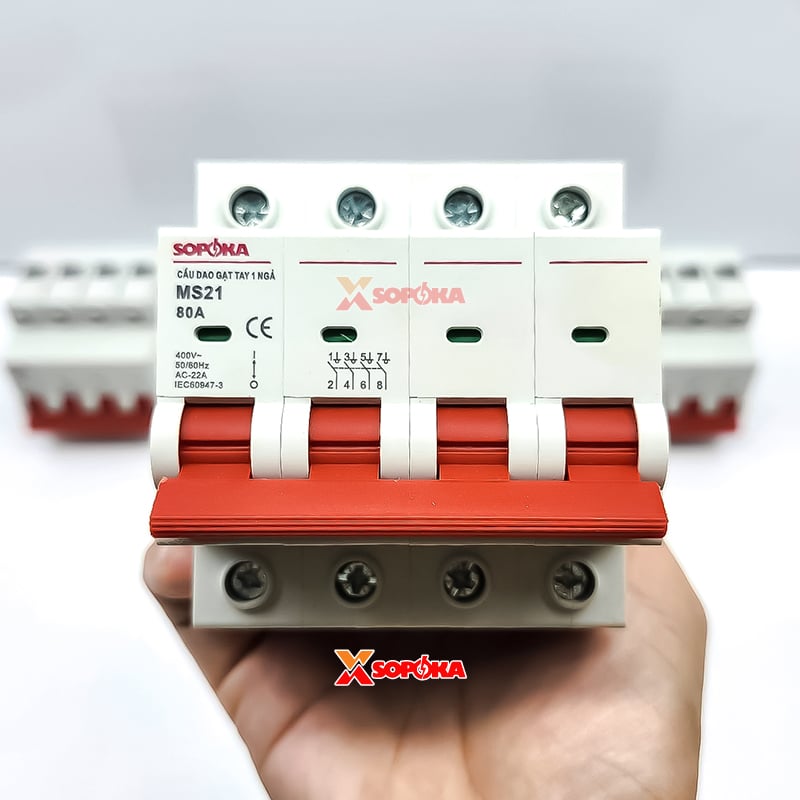 Cầu Dao Gạt Tay 1 Ngã 4P MS21 (MS4P15A80A) SOPOKA