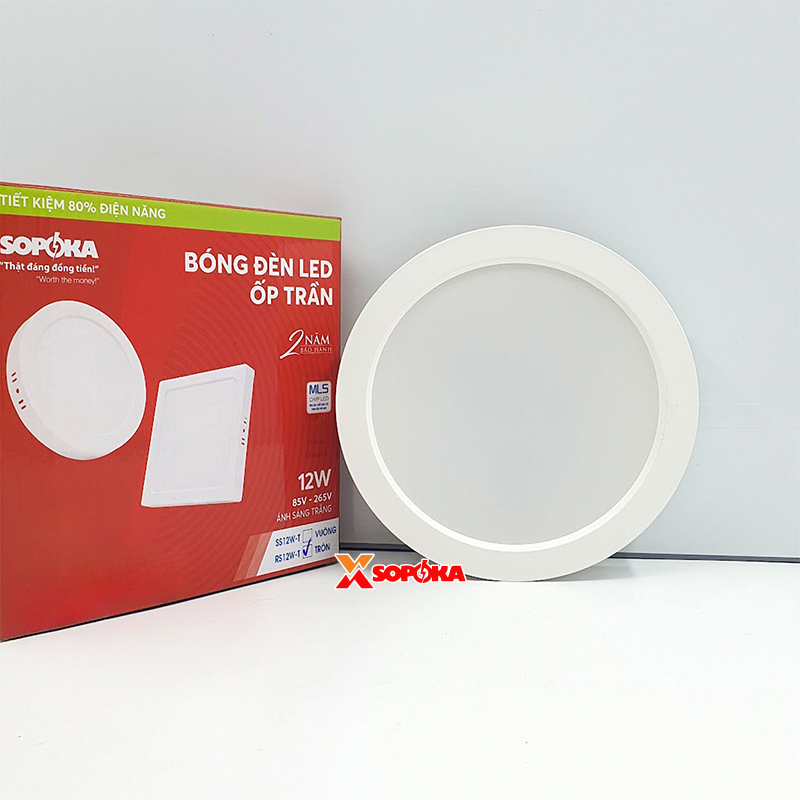 SOPOKA Bóng Đèn LED Ốp Trần RS12W-T Chiếu Sáng 25000 Giờ Tiết Kiệm Điện 80%