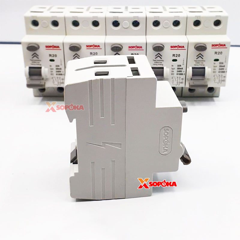 Aptomat Chống Giật RCCB 32A / 40A / 50A / 63A 1 Pha 2P 30mA Cấu Dao Chống Rò 2 Cực SOPOKA