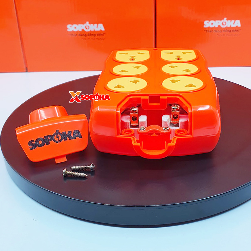 Ổ Cắm Điện 6000W 6 Lỗ Chéo Không Dây Siêu Chịu Tải 30A 6S-6000W+C SOPOKA