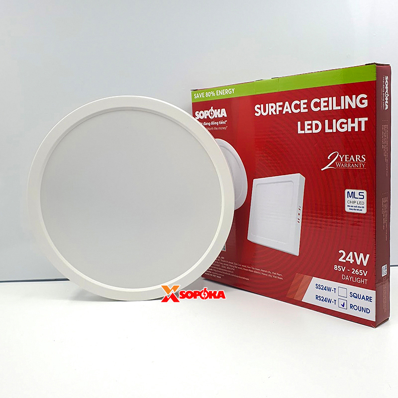 SOPOKA Bóng Đèn LED Ốp Trần RS24W-T Chiếu Sáng 25000 Giờ Tiết Kiệm Điện 80%