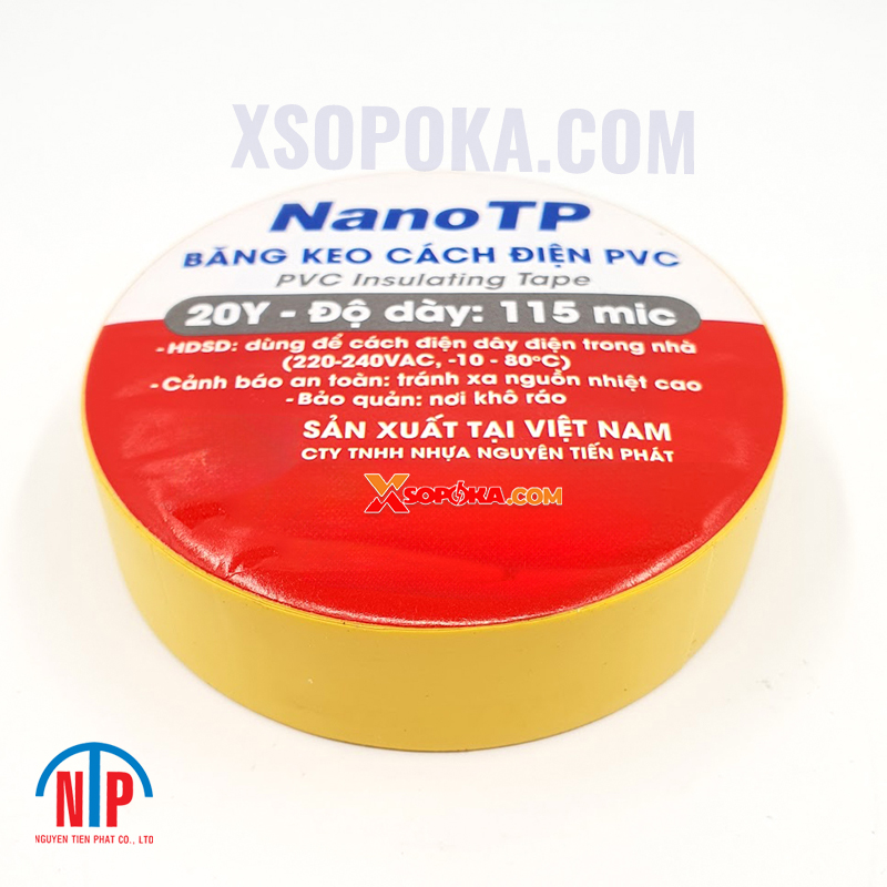 Băng keo cách điện PVC NanoTP Tiến Phát BKĐ115-20Y