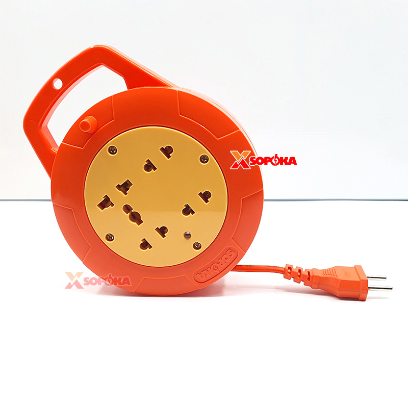 Ổ Cắm Điện Quay Cuộn Dây Tròn Chịu Tải 2200W Q45Y/ Q75Y Màu Đỏ Cam SOPOKA