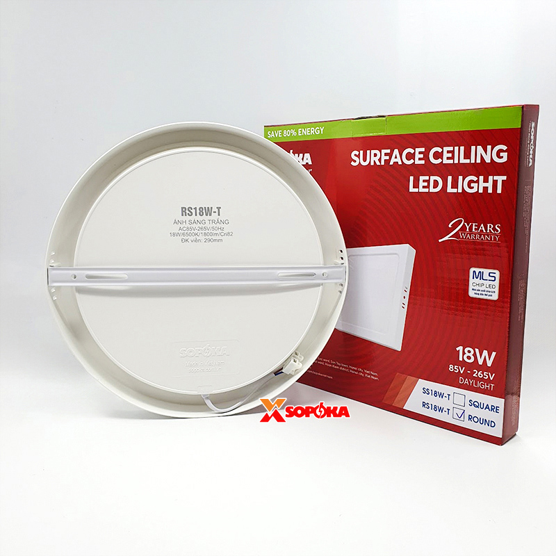 SOPOKA Bóng Đèn LED Ốp Trần RS18W-T Chiếu Sáng 25.000 Giờ, Tiết Kiệm Điện 80%
