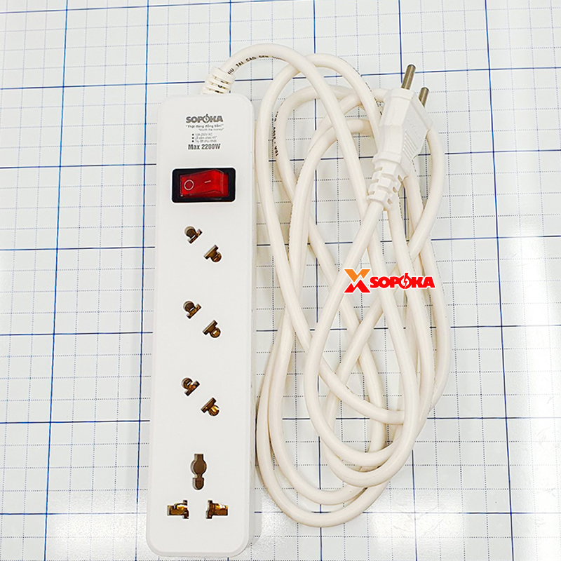 Ổ Cắm Điện 4 Lỗ Chéo Lõi Chịu Nhiệt 2200W 5A2 SOPOKA